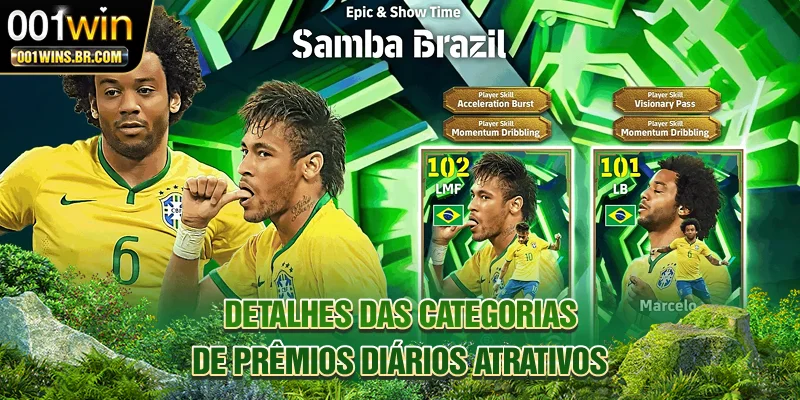 Detalhes das categorias de prêmios diários atrativos