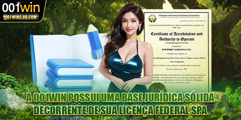 A 001WIN possui uma base jurídica sólida decorrente de sua licença federal SPA