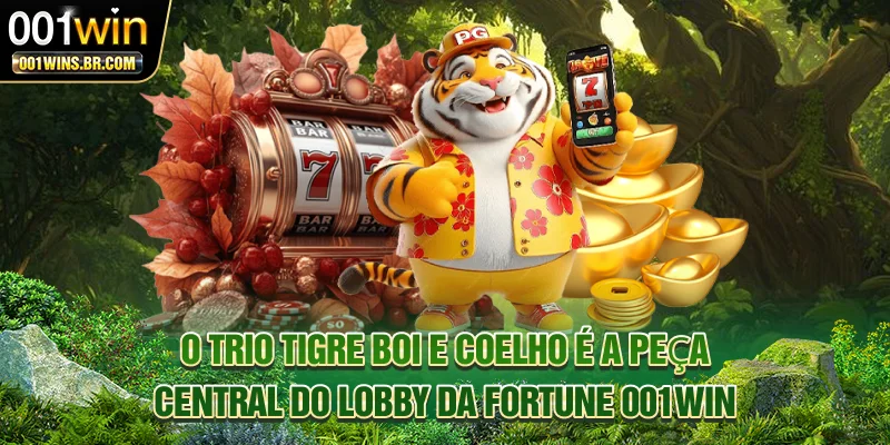 O trio Tigre, Boi e Coelho é a peça central do lobby da Fortune 001WIN